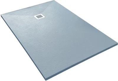 Produktbild von Veroni Duschwanne aus Kompositstein mit Schiefer-Muster flach (TxBxH) 180 x 90 x 3 cm Grau