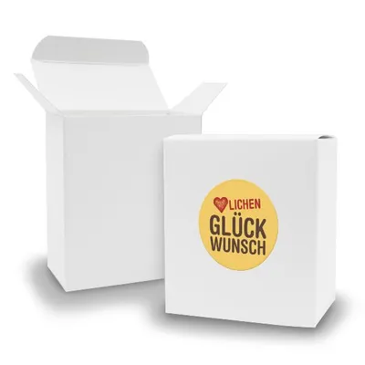 Produktbild von SET Herzlichen Glückwunsch (Motiv16) 24x Faltschachtel Quader weiß + Sticker