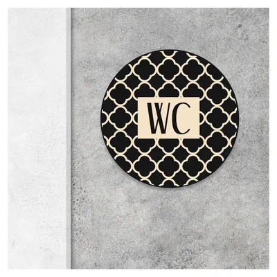 Produktbild von Badezimmer Türschild beige schwarz „WC“ in (15,5 cm) mit Klebepads