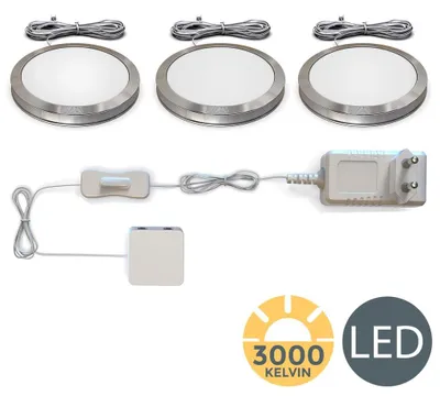 Obrázek produktu pro 3 LED světla pod skříňku Světlo do skříňky Kuchyňské svítidlo ploché Povrchové bodové světlo Spoty