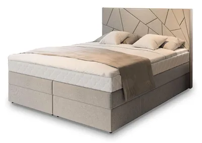 Produktbild von Masseno Boxspringbett TRANI 140x200 cm Komplett-Set mit Bonell Matratze und Topper, Polsterbett mit Bettkästen -Beige, INARI 22