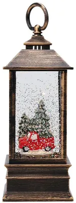 Produktbild von Dekorative Weihnachtslaterne LED mit Wasser und Glitzer, 23 cm
