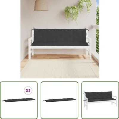 Produktbild von The Living Store Gartenbank-Auflagen 2 Stk. Schwarz 180x50x7 cm Oxford-Gewebe