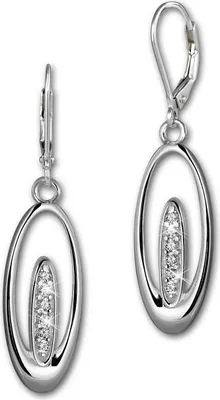 Produktbild von SilberDream Ohrhänger Damen 925 Silber Zirkonia weiß Oval Ohrringe SDO4288W