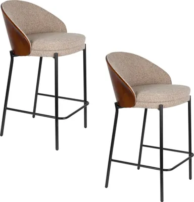 Produktbild von Dutchbone Rodin Barhocker mit Rückenlehne 65 cm Beige - 2 er Set