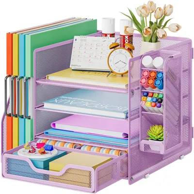 Productafbeelding van Solidchoice - Metalen Bureau-organizer met 4 Laagjes en Penhouder
