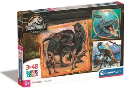 Image de Puzzle Clementoni 3x48 pièces, Jurassic World, 21 x 20,5 cm, Puzzle enfant dès 3 ans