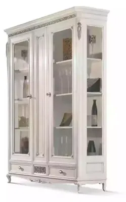 Produktbild von Klassische Vitrine Wohnzimmer Vitrinenschrank Weiß Glasvitrine