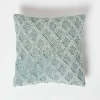 Produktbild von HOMESCAPES Tufted Kissen grün 45 x 45 cm - Dekokissen mit Rautenmuster