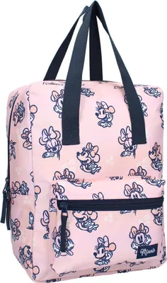 Produktbild von Disney Minnie Mouse Rucksack Schulrucksack Rosa mit Vordertasche und Reißverschluss für Kinder