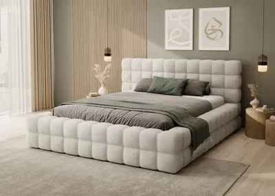 Produktbild von Polsterbett mit Stauraum 180x200 DELVIRO - hellbeige