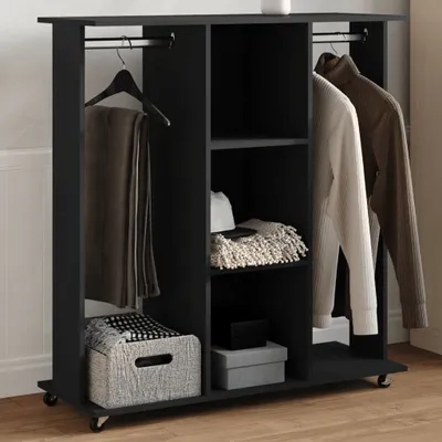Produktbild von "Spring Sale"Kleiderständer mit Rollen Schwarz 102x38x110cm Holzwerkstoff DE664725 - Kleiderstangen
