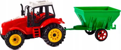 Produktbild von Großer Spielzeug Traktor mit Anhänger & Friktionsantrieb - Landwirtschafts-Set für Kinder 32cm