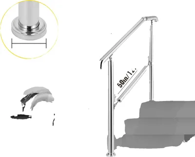 Image de Main courante en acier inoxydable, capacité de charge 200 kg, argent 5 marches
