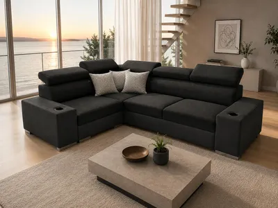 Produktbild von Ecksofa PETE II: Schlaffunktion & Bettkasten für das Moderne Wohnzimmer, KI-generiertes Bild