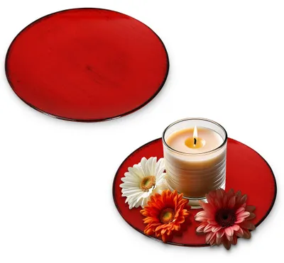 Image de Assiettes décoratives 22 cm set de 2 en rouge et noir pour l'intérieur & l'extérieur