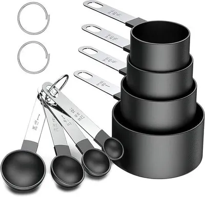 Produktbild von 8-delige Silikonmaßbeker und Löffelset für das Kochen in der Küche