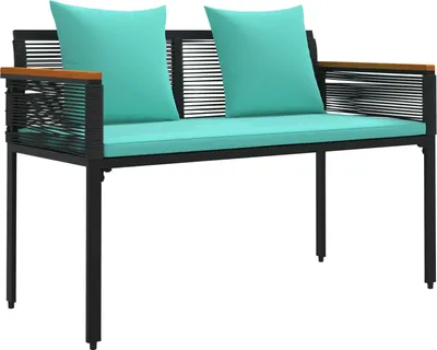 Image de Banc extérieur Noir et turquoise 117 x 54 x 74.5 cm polyrotin