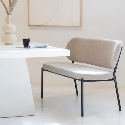 Produktbild von Esszimmerbank Taupe - Stoff/Metall - 160cm - Esszimmerbank Maddie - Giga Meubel