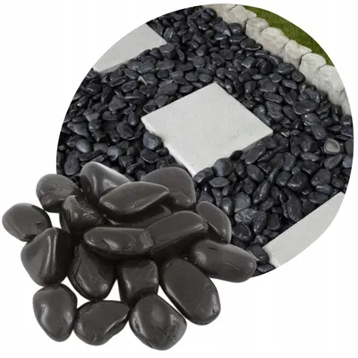 Produktbild von Schwarzer Polierter Kieselstein 2–4 cm, 20 kg – Glänzender Naturstein für Garten, Terrasse, Aquarium und Dekoration