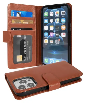 Produktbild von Cadorabo Hülle für Apple iPhone 13 PRO MAX in Braun Backcover Handy Schutz Hülle Book Case Booklet Kartenfächer
