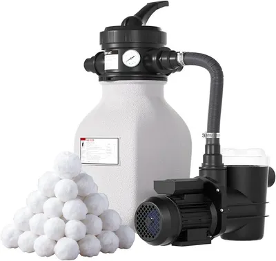 Produktbild von Sandfilteranlage 6 m?/h inkl. 700g Filterbälle | 7-Wege Ventil & 2in1 Adapter ?32mm - 38mm | Poolfilter mit Druckanzeige | Ersatz für Filtersand Filteranlage für Schwimmbecken