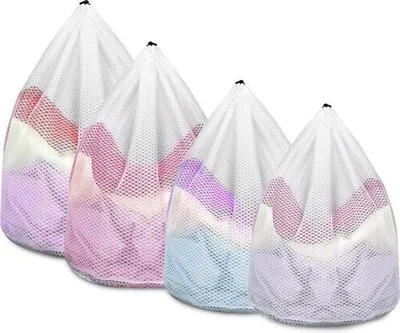 Productafbeelding van Famanu Wasmandset, 4 stuks - Herbruikbare waszakken voor het wassen en opbergen, afmetingen van 30x40 cm tot 60x80 cm