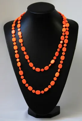 Produktbild von Z227 lange Perlenkette orange Imitationsperlen Wickelkette Halskette