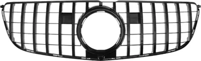 Image de Pare-chocs en V GT-Grille Veylor - Pour Mercedes Classe GLS X166 (2016-2019) - Grille avant - Accessoires Auto - Noir Brillant