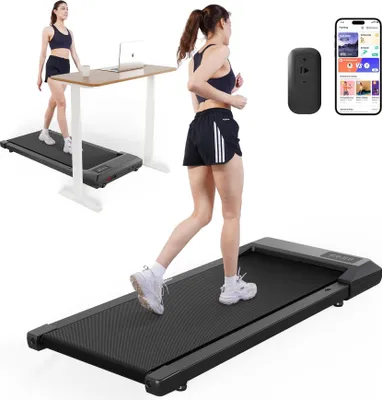 Immagine prodotto di Walking Pad Tapis roulant sottobanco - BA06 - 2 in 1 - Superficie di corsa 39×90 cm - 6 km/h - 1,5 CV (1119 W) - Bluetooth - max. 136 kg - Nero