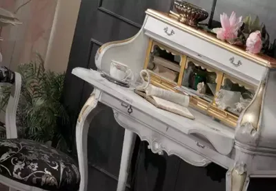 Produktbild von Schminktisch weiß Luxus Konsolenkommode Holz klassisches Design