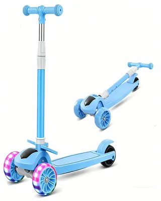 Produktbild von Cityroller Dreiradscooter Scooter Kinderroller Tretroller LED-Räder bis 40 kg roller kinder,kinder roller,Höhenverstellbar,Hinterradbremse