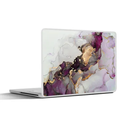 Produktbild von MuchoWow® Laptop Aufkleber Sticker Cover Marmor - Abstrakt - Gold - Lila 25x18 cm - Laptop-Deko