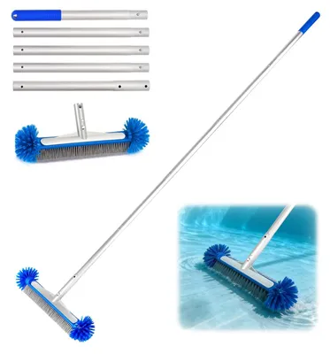 Immagine prodotto di Elzusha - Spazzola rotonda per piscine con manico telescopico, ideale per la pulizia delle piscine