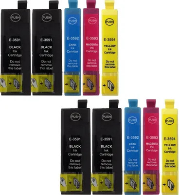 Produktbild von 10 kompatible Druckerpatronen T35 XL - 2 x T3591, je 1 x T3592, T3593, T3594 für Epson Workforce Pro WF-4720, 4725, 4730, 4735, 4740