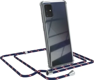 Produktbild von EAZY CASE Handykette kompatibel mit Samsung Galaxy A71, Handyhülle mit Umhängeband, Handykordel, Schutzhülle Clear, Band in Blau
