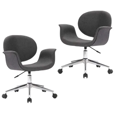 Image de vidaXL Chaise de salle à manger 2 pcs. Pivotant Gris Tissu