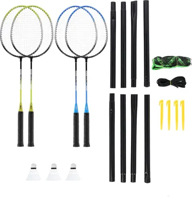 Produktbild von Badminton-Set NILS 4 Schläger, 3 Federbälle, Netz 195 x 22 cm, Tasche
