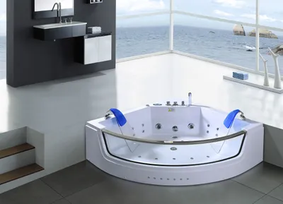 Image de Capri – Baignoire hydromassage blanc Chromothérapie 152 X 152 cm