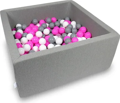Image de Bassin de séchage 90x90x40cm gris avec 400 balles : blanc, gris, rose