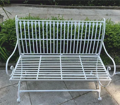 Immagine prodotto di Casa Padrino Panca da giardino liberty bianca 103,5 cm - Mobili da giardino barocchi e liberty