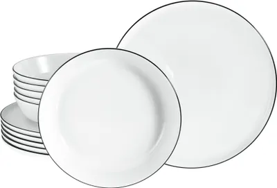 Produktbild von CreaTable, 21966, Chef Collection Black Line, Tafelservice 12-tlg, Porzellan