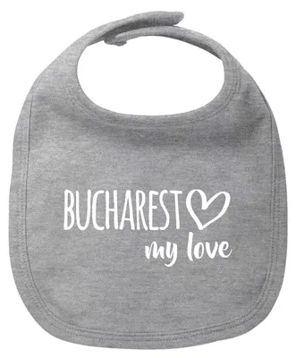 Produktbild von Huuraa Baby Lätzchen Bucharest my love Heather Grey Klettverschluss  Baumwolle Latz Geschenkidee