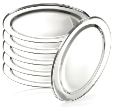 Produktbild von com-four® 6x Serviertablett Edelstahl oval 34 x 21,5 cm Servierplatte
