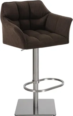 Produktbild von CLP Barhocker Damaso mit Stoffbezug drehbar und höhenverstellbar bis 240 kg braun Gestell Farbe edelstahl
