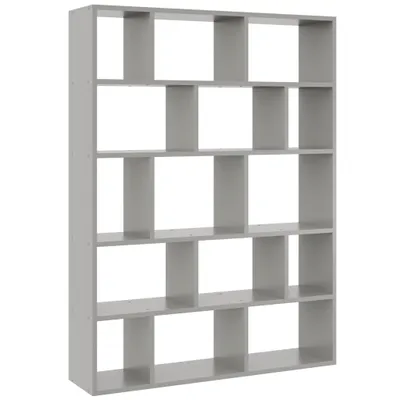 Produktbild von Wand-Bibliothek Grau – Modernes Bücherregal mit offenen Fächern im skandinavischen Stil für Wohnzimmer, Büro und Schlafzimmer