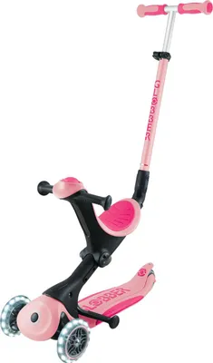 Produktbild von GLOBBER GO-UP DELUXE LIGHTS – 3in1 Dreirad, 120/80 mm, ABEC 9, 3-rädrig, höhenverstellbar,LED-Leuchtrollen, pastellrosa