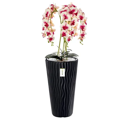 Produktbild von Blumenkübel freistehend Blumentopf  Ø 35 cm H 62 cm Anthrazit  Übertopf  Meißelblumentopf Pflanzkübel aus Kunststoff mit Einsatz