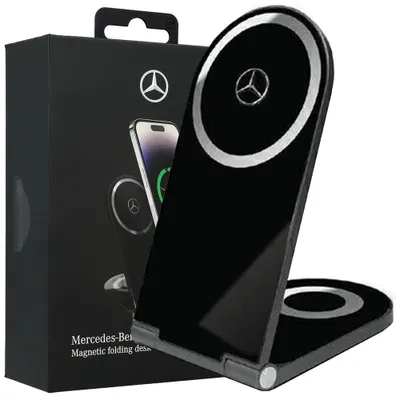 Produktbild von Induktives Ladegerät Mercedes Silver Stars Magsafe Faltbar 2In1 15In - Schwarz