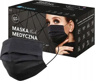 Image de Masques Médicaux Polonais Noirs, 50 Pièces